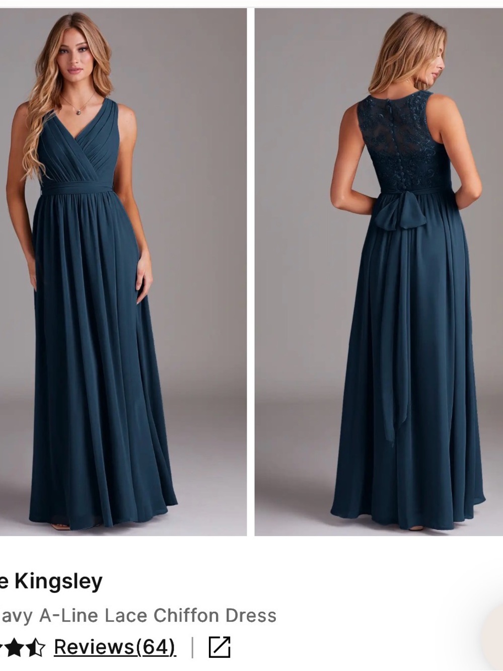 Azazie Deep Navy Lace & Chiffon Maxi Dress Kingsley
